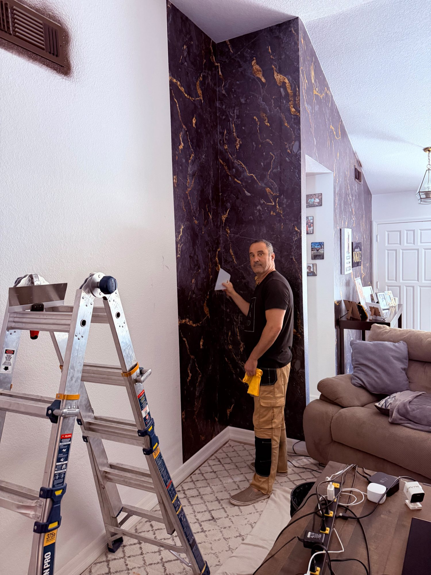 Gold vein marble entry